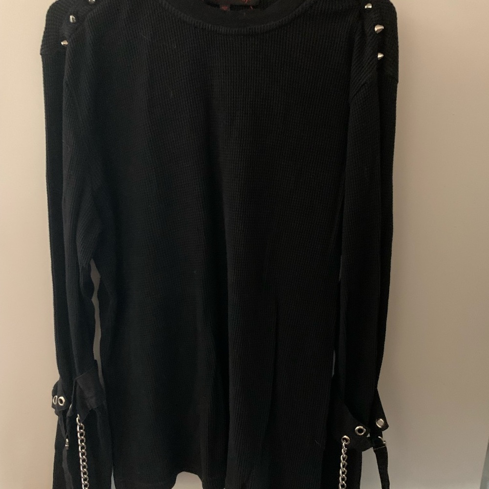 Tripp NYC Y2K Mens Thermal Studs and Chains Shirt.